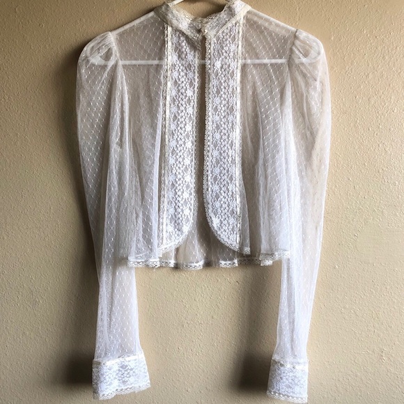 vintage victorian romantic sheer lace cover-up - Picture 4 of 4